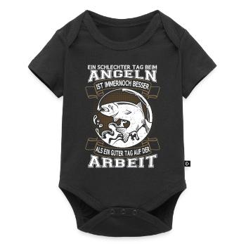Fischen Sprüche für Angler Lustiger Angelausflug - Baby Premium Kurzarmbody - Schwarz - Vorne