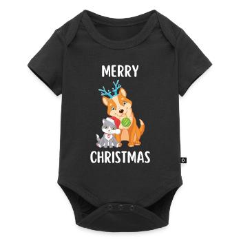 Joyeux Noël Drôle de Chemise de Noël - Body à manches courtes Premium Bébé - noir - Devant