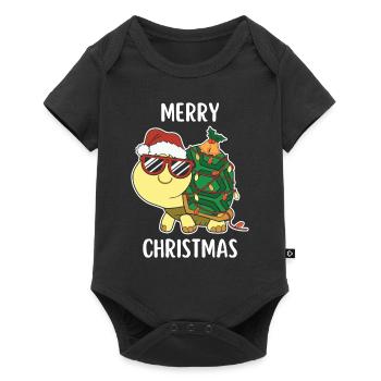 Merry Christmas Funny Christmas Shirt - Baby Premium short-sleeve bodysuit - black - Front