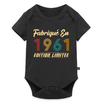 Fabriqué en 1961 Vintage Cadeau D'anniversaire - Body à manches courtes Premium Bébé - noir - Devant