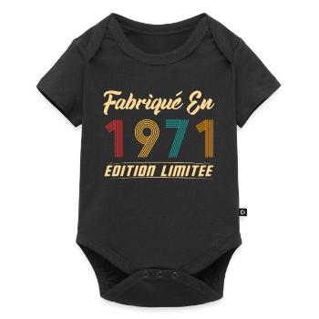 Fabriqué en 1971 Vintage Cadeau D'anniversaire - Body à manches courtes Premium Bébé - noir - Devant