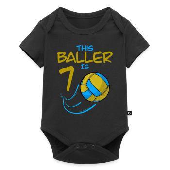 Volleyball Player Baller Is 7 Volleyball Birthday - Baby Premium short-sleeve bodysuit - black - Front