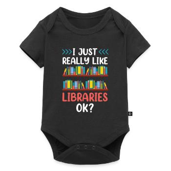 I just like libraries very ok library - Baby Premium short-sleeve bodysuit - black - Front