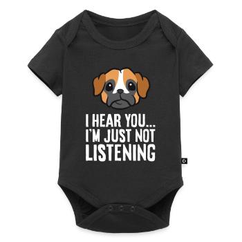 I Hear You I'm Just Not Listening Funny Boxer Dog - Baby Premium short-sleeve bodysuit - black - Front
