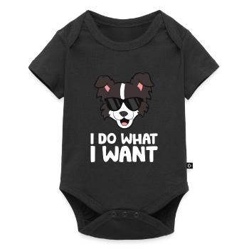 Je fais ce que je veux Drôle de Border Collie - Body à manches courtes Premium Bébé - noir - Devant