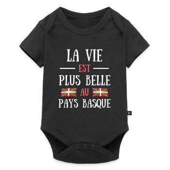 Vie plus belle pays basque homme humour cadeau - Body à manches courtes Premium Bébé - noir - Devant