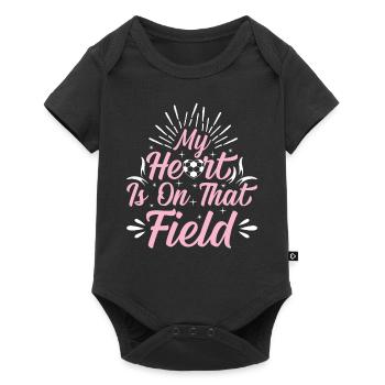 Mon cœur est sur ce terrain - Jouer au soccer - Body à manches courtes Premium Bébé - noir - Devant