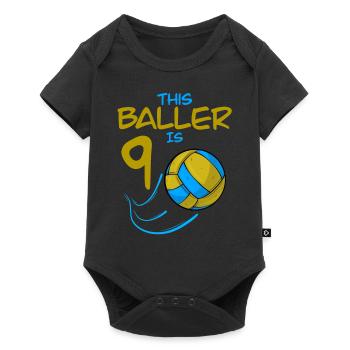 Le joueur de volley-ball Baller a 9 ans d’anniversaire de volley-ball - Body à manches courtes Premium Bébé - noir - Devant