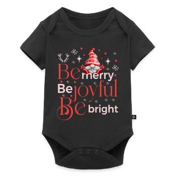 be merry be joyful be bright gnome - Baby Premium Kurzarmbody - Schwarz - Vorne
