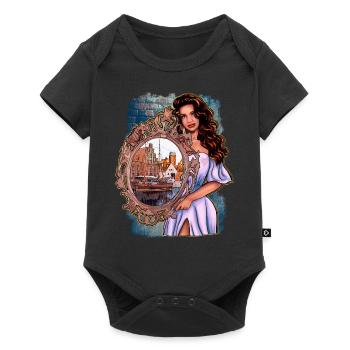 Wismar Illustration Femme avec miroir - Body à manches courtes Premium Bébé - noir - Devant
