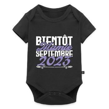 Annonce grossesse. bientôt Mamie Septembre 2023. - Body à manches courtes Premium Bébé - noir - Devant