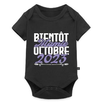 Annonce grossesse. bientôt Mamie Octobre 2023. - Body à manches courtes Premium Bébé - noir - Devant