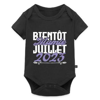 Annonce grossesse. bientôt Mamie Juillet 2023. - Body à manches courtes Premium Bébé - noir - Devant