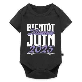 Annonce grossesse. bientôt Mamie Juin 2023. - Body à manches courtes Premium Bébé - noir - Devant