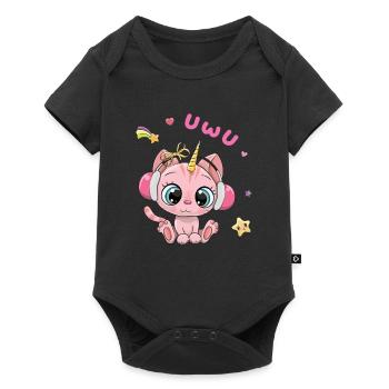 Uwu Cat Kawaii Mignon Japon Anime - Body à manches courtes Premium Bébé - noir - Devant