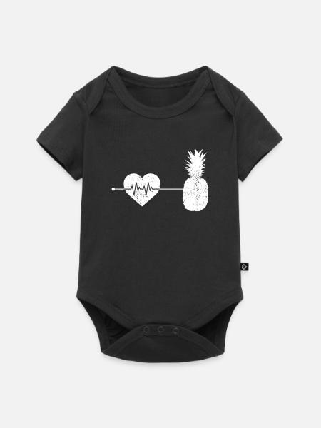Ananas Herzschlag - Baby Premium Kurzarmbody - Schwarz