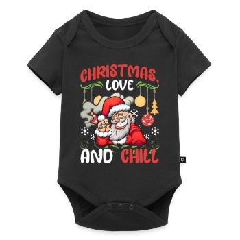 chill chilling Santa lustiger Spruch Weihnachten - Baby Premium Kurzarmbody - Schwarz - Vorne