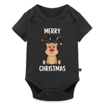 Joyeux Noël Drôle de Chemise de Noël - Body à manches courtes Premium Bébé - noir - Devant