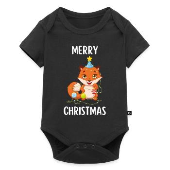 Joyeux Noël Drôle de Chemise de Noël - Body à manches courtes Premium Bébé - noir - Devant