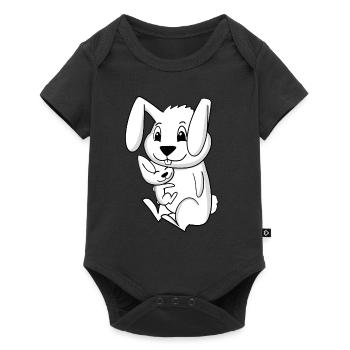 Grossesse en famille - Lapin avec bébé - Lapin - Body à manches courtes Premium Bébé - noir - Devant