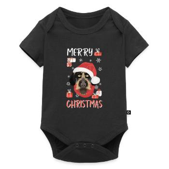 Deutsch Drahthaar Frohe Weihnachten - Baby Premium Kurzarmbody - Schwarz - Vorne