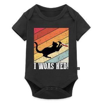 I woas ned Katzen Design mit Katze Miau Motiv Lust - Baby Premium Kurzarmbody - Schwarz - Vorne