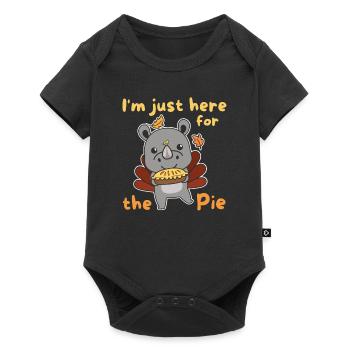 thanksgiving day outfits Truthahn Nashorn mit Pie - Baby Premium Kurzarmbody - Schwarz - Vorne