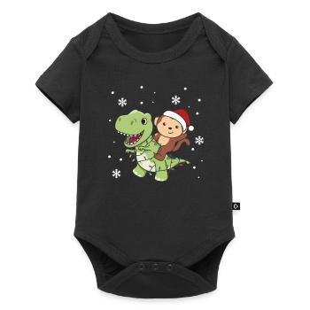 Monkey Trex Christmas Snow Winter Animals - Baby Premium short-sleeve bodysuit - black - Front