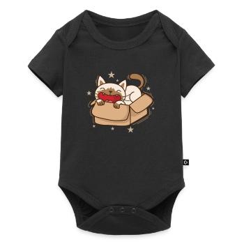 Katze im Karton Siamese Cat Haustier - Baby Premium Kurzarmbody - Schwarz - Vorne
