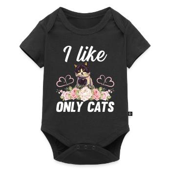 I Like Only Cats - Cat with Flowers Cat Owner Cat - Baby Premium short-sleeve bodysuit - black - Front