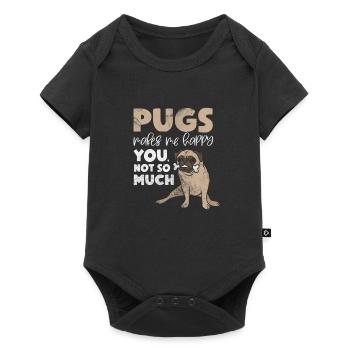 Mops - Baby Premium Kurzarmbody - Schwarz - Vorne