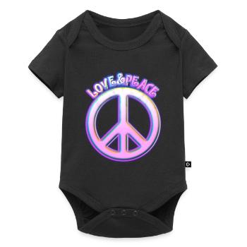 Love Peace 60s 70s Hippie Costume Love Peace - Baby Premium Kurzarmbody - Schwarz - Vorne