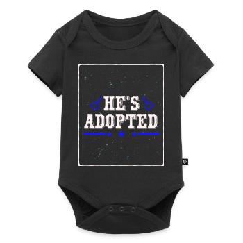Er hat ein T-Shirt adoptiert - Baby Premium Kurzarmbody - Schwarz - Vorne