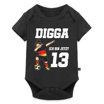 13. Geburtstag Fußball Mädchen Deutschland Trikot - Baby Premium Kurzarmbody - Schwarz - Vorne