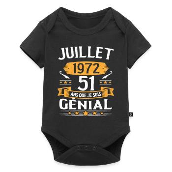 Juillet 1972 51 Ans Que Je Suis Génial Cadeau - Body à manches courtes Premium Bébé - noir - Devant