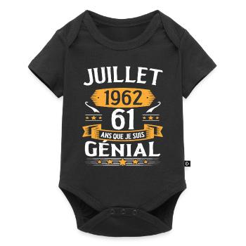Juillet 1962 61 Ans Que Je Suis Génial Cadeau - Body à manches courtes Premium Bébé - noir - Devant