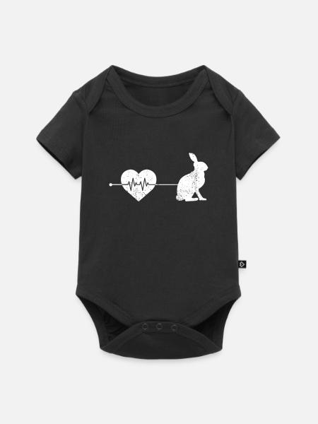 Hase Herzschlag - Baby Premium Kurzarmbody - Schwarz