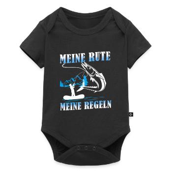 Angeln Fishing Fisher Angelrute Karpfen Rute Fisch - Baby Premium Kurzarmbody - Schwarz - Vorne