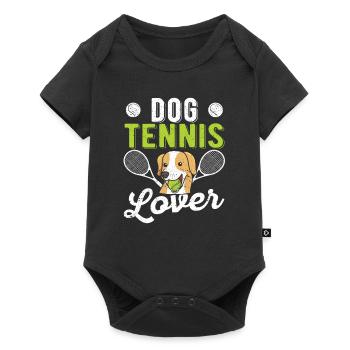 chien, amateur tennis, rigolote, sport, joueur, entraîneur - Body à manches courtes Premium Bébé - noir - Devant