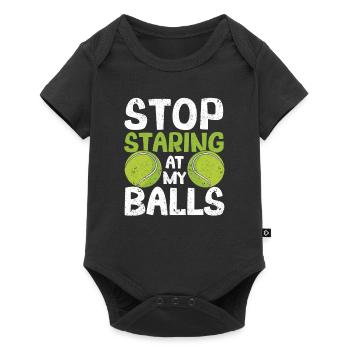 Stop staring at my balls Fun tennis - Baby Premium short-sleeve bodysuit - black - Front