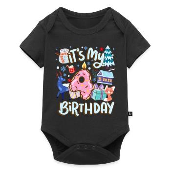 It's my 4 birthday snowman holiday donut - Baby Premium short-sleeve bodysuit - black - Front