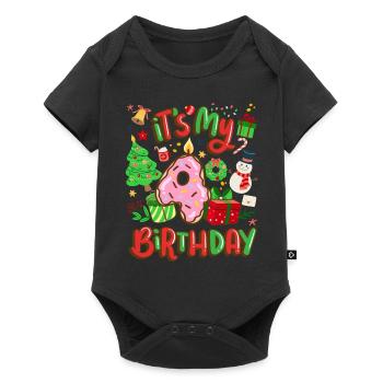 It's my 4 birthday snowman Christmas - Baby Premium short-sleeve bodysuit - black - Front
