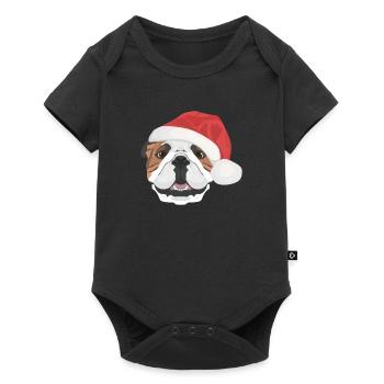 Bouledogue anglais Joyeux Noël - Body à manches courtes Premium Bébé - noir - Devant