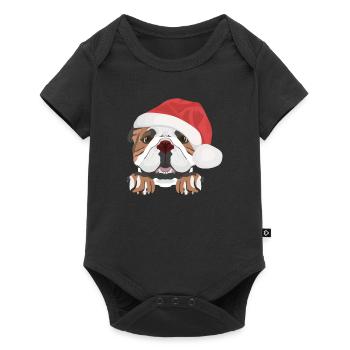 Bouledogue anglais Joyeux Noël - Body à manches courtes Premium Bébé - noir - Devant