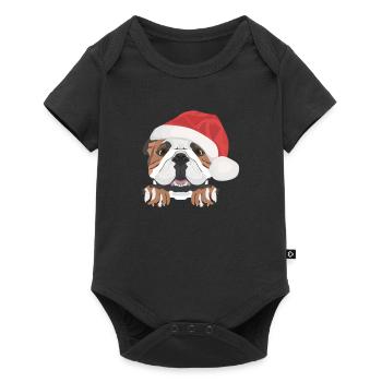 Bouledogue anglais Joyeux Noël - Body à manches courtes Premium Bébé - noir - Devant