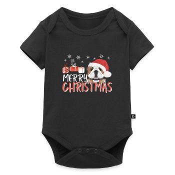 Bouledogue anglais Joyeux Noël - Body à manches courtes Premium Bébé - noir - Devant