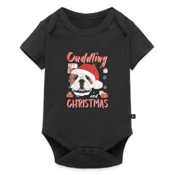 Bouledogue anglais Joyeux Noël - Body à manches courtes Premium Bébé - noir - Devant