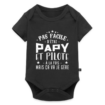 Papy Pilote | Fête des pères - Body à manches courtes Premium Bébé - noir - Devant