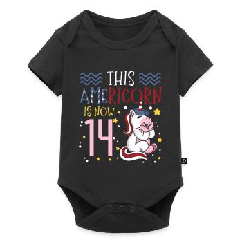 Cette Americorn est maintenant 14 Unicorn Pony 4. - Body à manches courtes Premium Bébé - noir - Devant