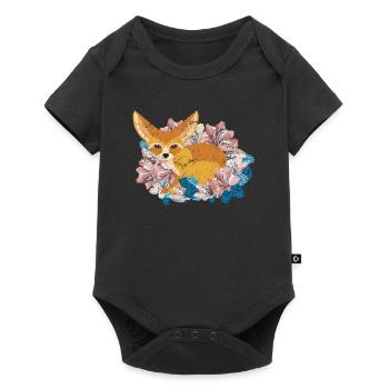 Fennec Fox Kids Women Cute Kawaii Sleeping Fennec - Baby Premium short-sleeve bodysuit - black - Front